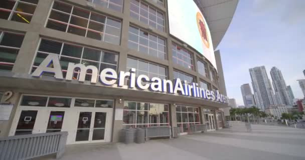 Motion Footage American Airlines Arena Sign Closeup — Stok Video