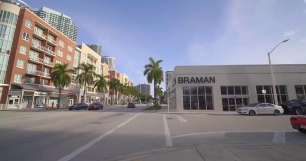 Ciclista Pov Cidade Movimento Vídeo Downtown Miami 60P — Vídeo de Stock
