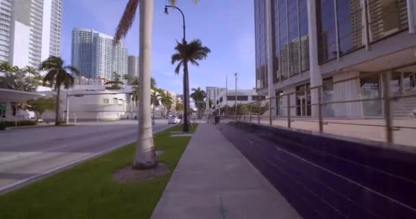 Bike Ride Pov Downtown Miami Biscayne Boulevard — Stockvideo