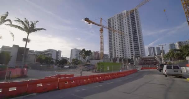 Modera Biscayne Bay Construction Site Motion Video Footage Cranes Location — Stock Video