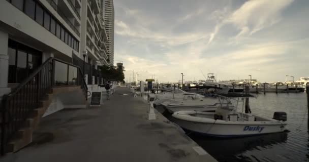 Motion Footage Sea Isle Marina Yachting Center Miami 60P — Stockvideo