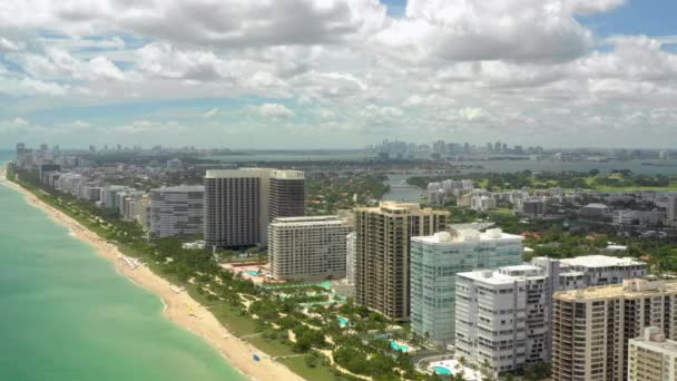 Flygfoto Sammanställning Många Klipp Miami Beach Bal Harbour 60P — Stockvideo