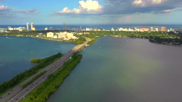 Légi Felvétel Híd Vezet Miami Beach — Stock videók