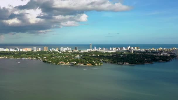 Panorama Lotu Ptaka Miami Biscayne Bay — Wideo stockowe