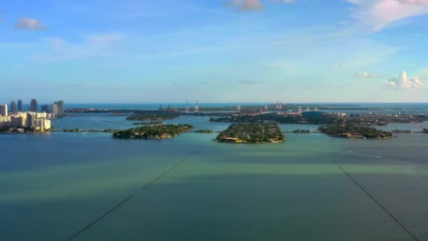 Beautiful Aerial Islands Miami Beach — Stock Video