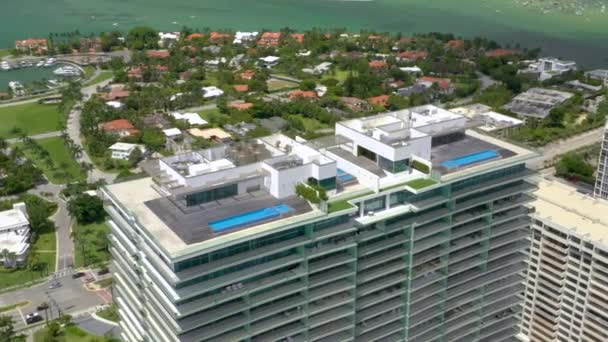 Air Flyover Střešní Bazén Oceana Bal Harbour — Stock video