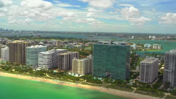Grote Antenne Van Miami Bal Harbour Strand Scene — Stockvideo