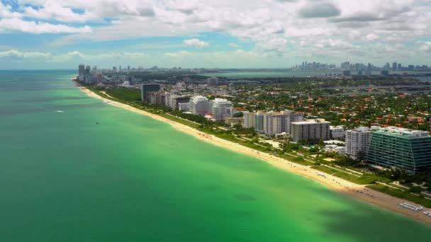 Schöne Miami Strand Antenne Sommer Aufnahmen Bunt — Stockvideo