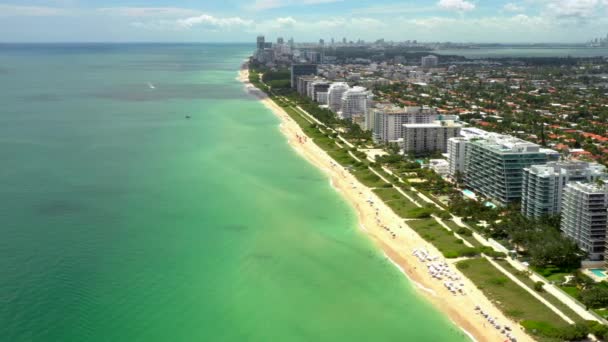 Flygbilder Fint Klart Vatten Miami Beach — Stockvideo