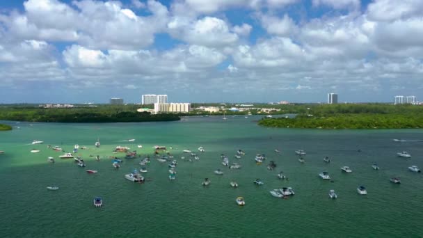 Haulover Sand Bar Miami Aerial Video — Stock Video