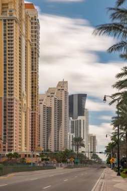 Long exposure photo highrise condominiums on Sunny Isles Beach C clipart