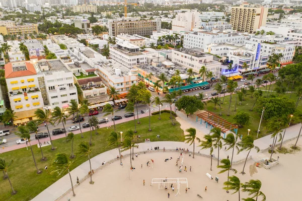 Miami Muscle Beach Ocean Drive Lummus Park фото с воздуха — стоковое фото