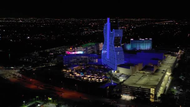 Imágenes Nocturnas Drones Seminole Hard Rock Hotel — Vídeos de Stock