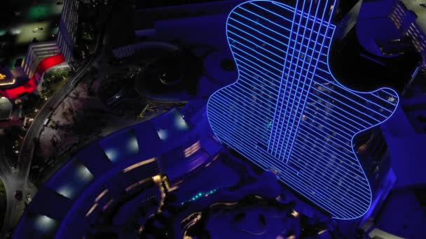 Vidéo Aérienne Nocturne Seminole Hard Rock Hotel Forme Guitare — Video