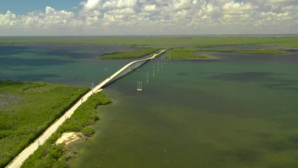 Most Floridě Keys Zastřelen Leteckým Dronem — Stock video