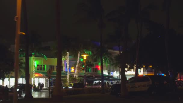 Night Lights Miami Beach Ocean Drive — ストック動画