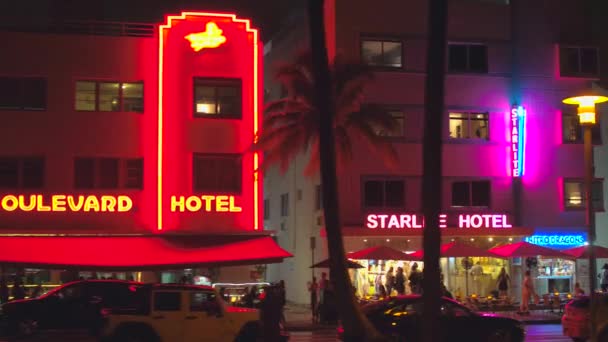 Vidéo Nuit Miami Beach Ocean Drive Tourné Avec Caméra Stabilisée — Video