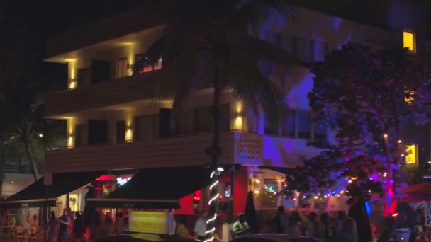 Bewegung Filmmaterial Nacht Szene Miami Strand Ozean Fahren — Stockvideo