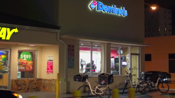 Night Motion Footage Dominos Pizza — Stock Video
