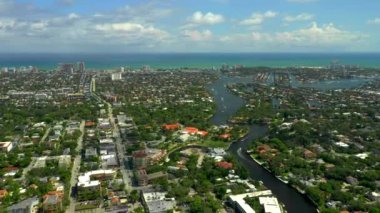 Fort Lauderdale Fl 4k üst geçidinde havadan renkli bir manzara.