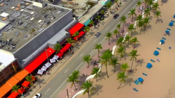 Fort Lauderdale Beach Boulevard Disparo Con Dron Aéreo — Vídeo de stock