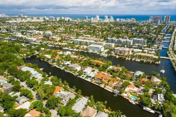 Pemandangan udara Fort Lauderdale Florida Las Olas Isles — Stok Foto