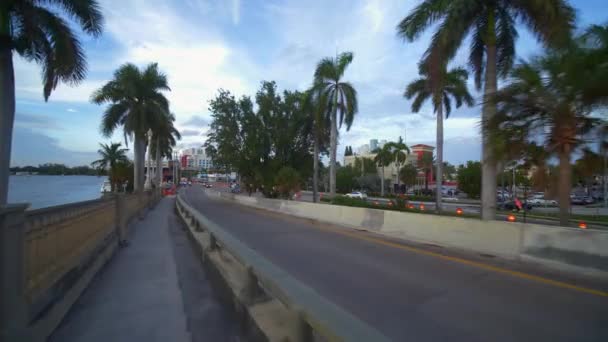 Bike Riding Hollywood Beach Florida Gimbal Stabilized Motion Footage — Stock Video