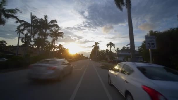 Motion Vídeo Hollywood Boulevard Florida Andar Bicicleta Direção Pôr Sol — Vídeo de Stock