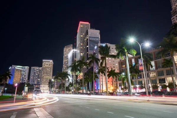 Noční fotografie Downtown Miami Florida Usa — Stock fotografie