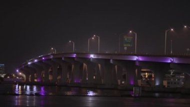 Neon mor köprü Miami Macarthur Geçidi 6K kara büyü ile işlenmemiş