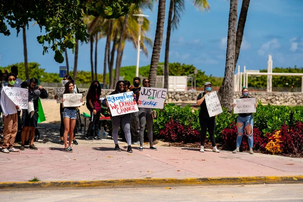 Miami Beach Tiltakozás George Floyd Minneapolis Minnesota Halála Rendőri Brutalitás — Stock Fotó