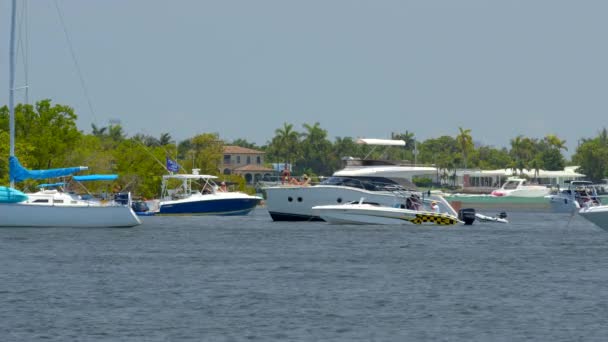 Miami Usa Maj 2020 Båtar Miami Bay — Stockvideo