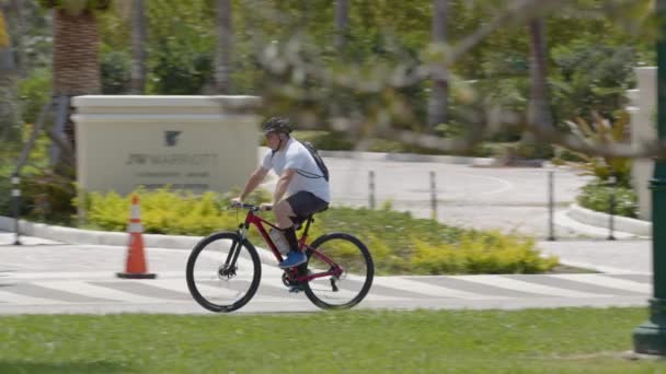 Miami Usa May 2020 Man Ride Mountain Bike Slow Motion — 비디오