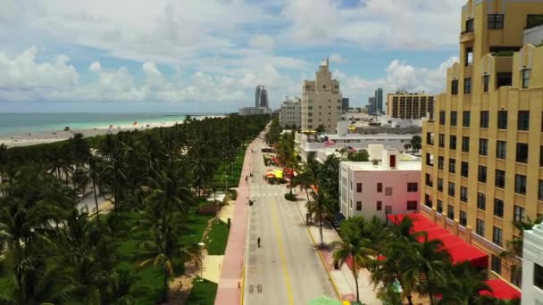 Видео Дрона Lummus Park Miami Beach Aerial — стоковое видео