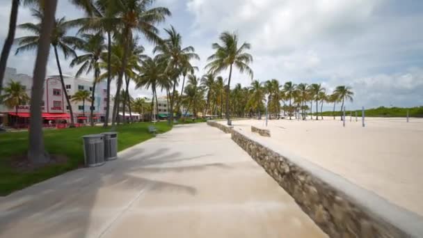 Nessuna Gente Miami Beach Coronavirus Covid Chiuso Colpo Movimento 60P — Video Stock