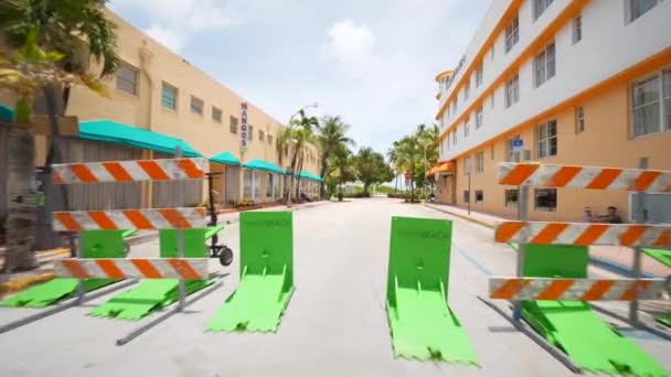 Miami Plajı Coronavirus Covid Ocean Drive 60P Kapattı — Stok video