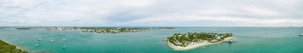 Aerial photo Sunset Island and Key West in the distance drone panorama