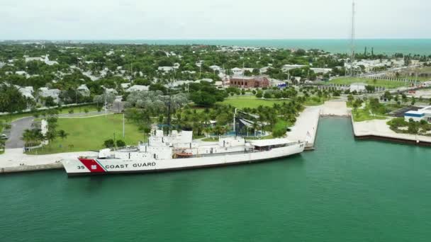 Vídeo Aéreo Buque Guardia Costera Estados Unidos Key West Usa — Vídeos de Stock