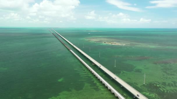 Luftaufnahmen Meilen Brücke Florida Keys — Stockvideo