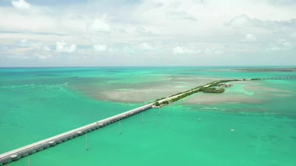 Aerial Stock Footage Florida Keys Overseas Highway Bridge Mile — Stock Video