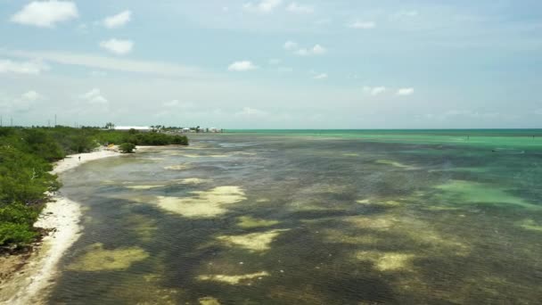 Aerial Drone Shot Florida Keys Aguas Tropicales — Vídeos de Stock