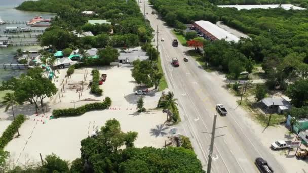 Mile Marker Restaurant Bar Grill Shot Aerial Drone — Stock Video