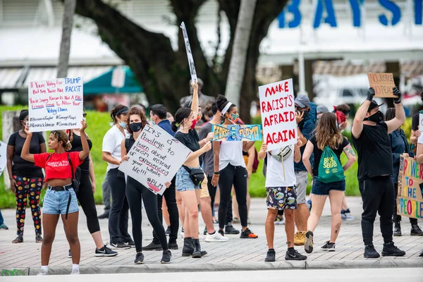 Miami Usa Czerwca 2020 Zdjęcie Protestów George Floyda Downtown Miami — Zdjęcie stockowe