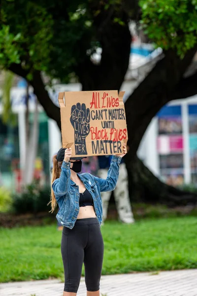 Miami Usa June 2020 George Floys Death Police Brutality Protest — Stock Photo, Image