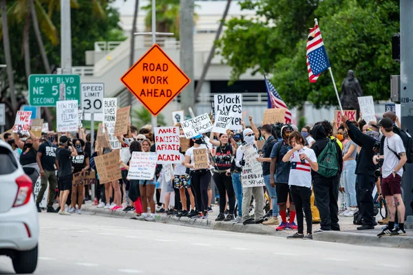 Miami Usa Juni 2020 George Floys Dood Door Politieprotest Black — Stockfoto