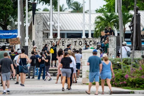 Miami Usa Czerwca 2020 Śmierć George Floysa Proteście Przeciwko Brutalności — Zdjęcie stockowe