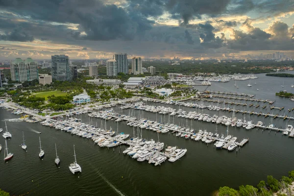 Aerial Miami Sailboats Marina Coconut Grove — Stock Photo, Image