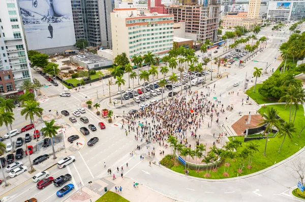 Miami Usa Czerwiec 2020 Protesty Śmierci George Floyda Downtown Miami — Zdjęcie stockowe