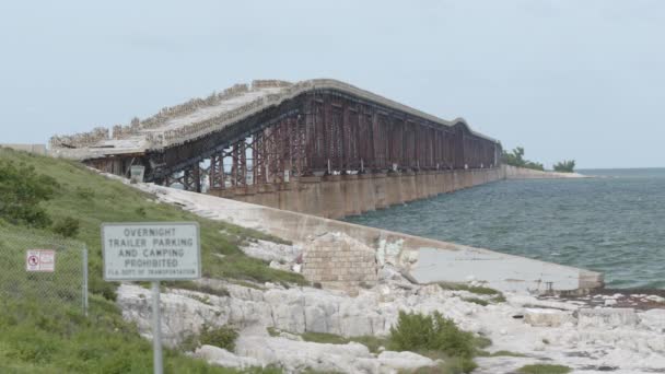 Viejo Bahia Honda Bridge Florida Claves Largo Millas Video — Vídeos de Stock