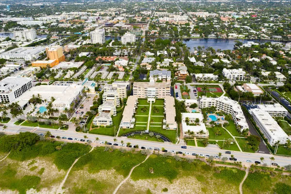 Luchtfoto Drone Delray Beach Florida Heropend Tijdens Coronavirus Covid Pandemie — Stockfoto